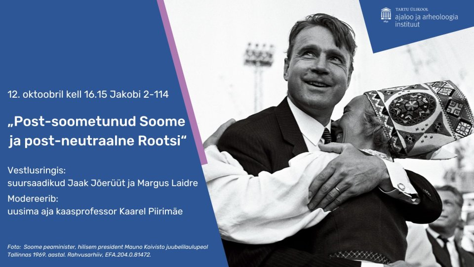 Soome peaminister, hilisem president Mauno Koivisto  juubelilaulupeol Tallinnas 1969. aastal. Rahvusarhiiv, EFA.204.0.81472